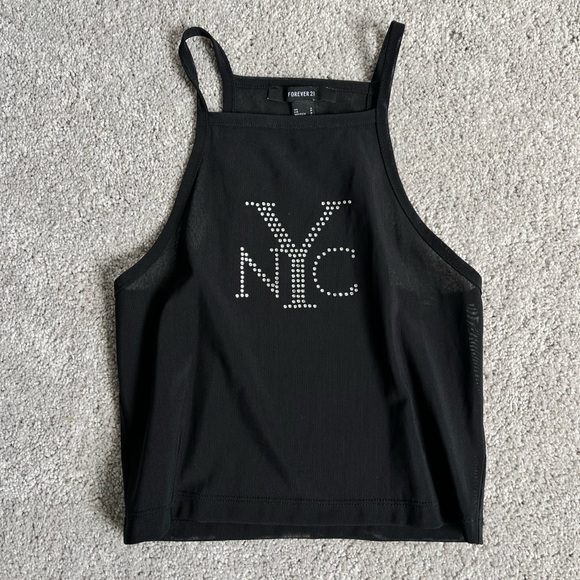 NEW-YORK Mesh Crop Top - Picture 2 of 3